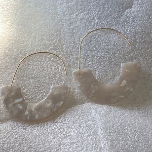 White C-Shaped Earrings